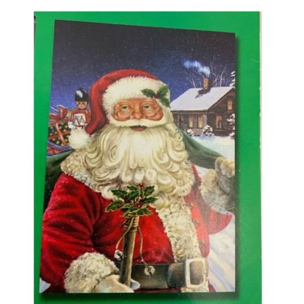 Christmas Santa Flag Banner Garden Flag with Pole Complete Set 11.75 in x 18 in